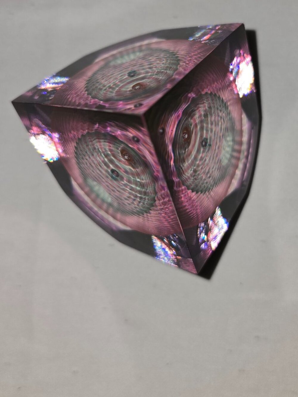 Kit Karbler & Michael David Signed Faceted Paperweight Art Glass Optic Geometric - Picture 7 of 16